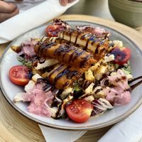 Vegan crispy tofu, pickles and pomegranate glaze. Flavour explosion.  at VEG in Split