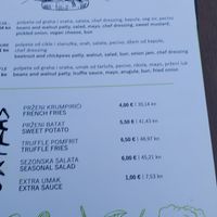 Menu at VEG in Split