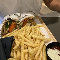 Tofu and vegetable katsu wrap with truffle friess  at VEG in Split