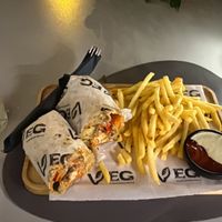 Katsu wrap and chips  at VEG in Split