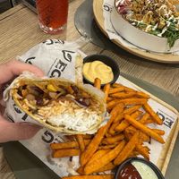 Chilli sin carne burrito and sweet potato fries   at VEG in Split