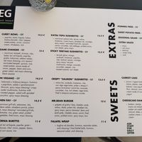 The menu as at July 2025  at VEG in Split