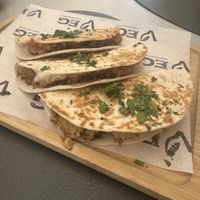 Trio tacos (I asked for no coleslaw or red onion pickles) really good tempeh!!!!!   at VEG in Split