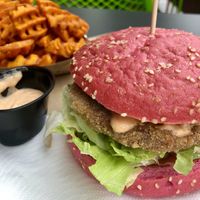 Standard Burger with Gluten Free Bun! at Space Burger in Vienna