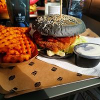 Big Bang BBQ Burger with Sweet Sun Fries and Lime Mayo at Space Burger in Vienna