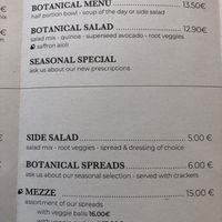 Menu  at Le Botaniste - Bailli in Brussels