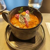 Starter with vegetable cream at Le Castelet in Blois