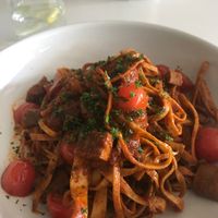 Spicy pasta with sausage.   at The Greenside Cafe in Johannesburg