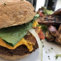 Bacon and cheese burger  at The Greenside Cafe in Johannesburg