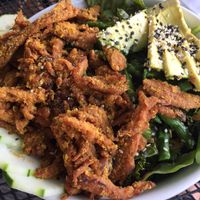 Big Green Bowl with Soy Curls at Blossoming Lotus - Irvington in Portland