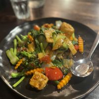 Chilli basil veggies with tofu  at Sukkho Thaii in Thirroul