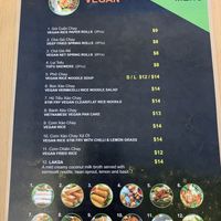 Menu at Saigon Chopsticks in The Entrance
