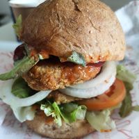 Shewe burger at Shewe Vegan & Vegetarian Cafe in Chiang Mai