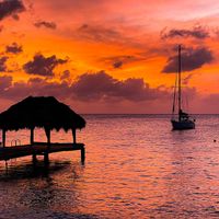 Gorgeous sunset view from table at Sebastian's in Kralendijk