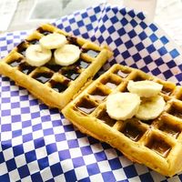 Waffles veganos at La Ruta del Chai in Mexico City