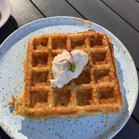 Waffle de pão de queijo, muito boa at Mornings in Curitiba