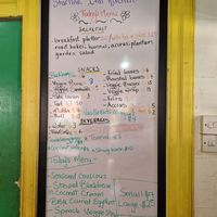 Menu of the day on the board at StarLine Ital Kitchen in Roseau