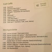 coffee options (has plant based milk) at April in Feldkirch