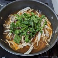 Before cooking at Dotori Kalguksu in Seoul