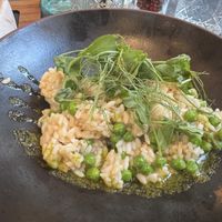 ROAST GARLIC, PEA, SPINACH & MINT RISOTTO  at The Bull on Bell Street in Henley-on-thames