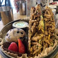 Vegan chicken Panini with vegan muffin  at UT47 Manhattan in New York City