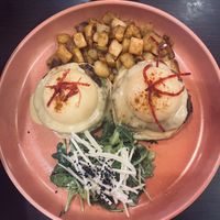 Sausage eggs Benedict   at UT47 Manhattan in New York City
