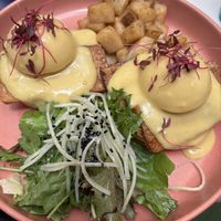 Tofu and eggs with vegan hollandaise sauce     at UT47 Manhattan in New York City
