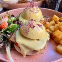 Vegan Tofu Bacon Egg's Benedict  at UT47 Manhattan in New York City