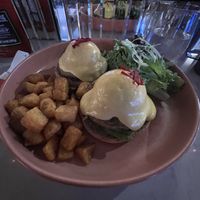 Chicken sausage eggs Benedict   at UT47 Manhattan in New York City