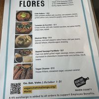 Special vegan menu  at Flores in Corte Madera