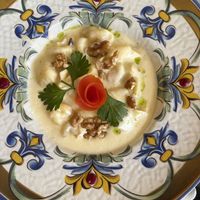 Pasta stuffed with pear and nuts with a light Gorgonzola saucee  at La Estación in San Pablo De Buceite