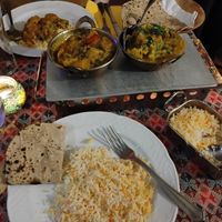Vegan chapati, pilau rice, Bombay aloo and Aloo Gobi at Namaste Nepalese and Indian in Nerja