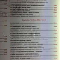 menu at Namaste Nepalese and Indian in Nerja