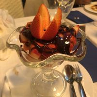 dessert (strawberries with chocolate sauce)  at Rincón del Sevillano in Nerja
