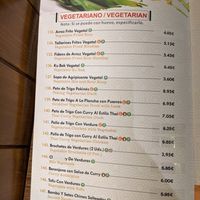 vegetarian (mostly vegan) menu at Chun in Madrid