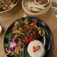 Delicious Summer Rolls and Tofu Stir Fry with Rice #Veganuary at Floating Saigon in Gothenburg