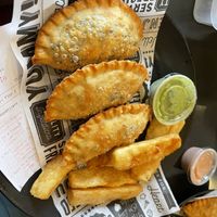 3 vegan empanadas with yucca fries  at The Empanada Factory in Wake Forest