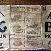 Menu back at Big Mountain in Koh Phangan
