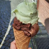 Soy milk vanilla and soy milk chocolate at Eiscafé Venezia in Budingen