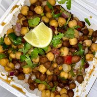 Aloo Chaat -- a mix of white and black chickpeas.  at Neehee's in Hanover Park