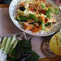 Crispy fried noodles at Vegan Heaven in Da Lat