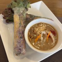 Summer rolls with peanut saucee  at Vegan Heaven in Da Lat