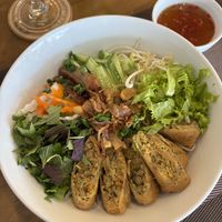 Spring rolls & vermicelli noodles  at Vegan Heaven in Da Lat