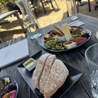 Bread and olive oil (non-vegan platter in the background)  at Poppies in Martinborough