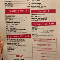 Menu at Parakeet Cafe in San Diego