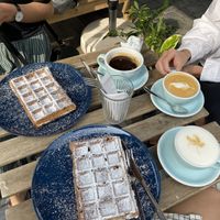 Huge waffles with chocolate hidden inside   at Pardon in Brussels