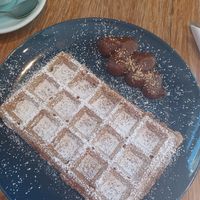 Vegan Brussels waffle with homemade hazelnut-chocolate spread at Pardon in Brussels