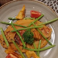 Vegan Fish and sweet potato puree at Sattva in Moscow