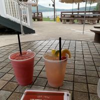 Tasty tiki inspired drinks at the Honi Honi patio which also serves Pizzeria Uno food at UNO Pizzeria in Oakland