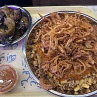 Koshari and eggplant & peppers   at Zooba in New York City